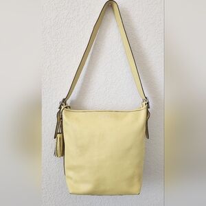 Coach 19889 MEDIUM Lemon Yellow Legacy Duffle Bag W/ Zip Closure & Tassel Detail